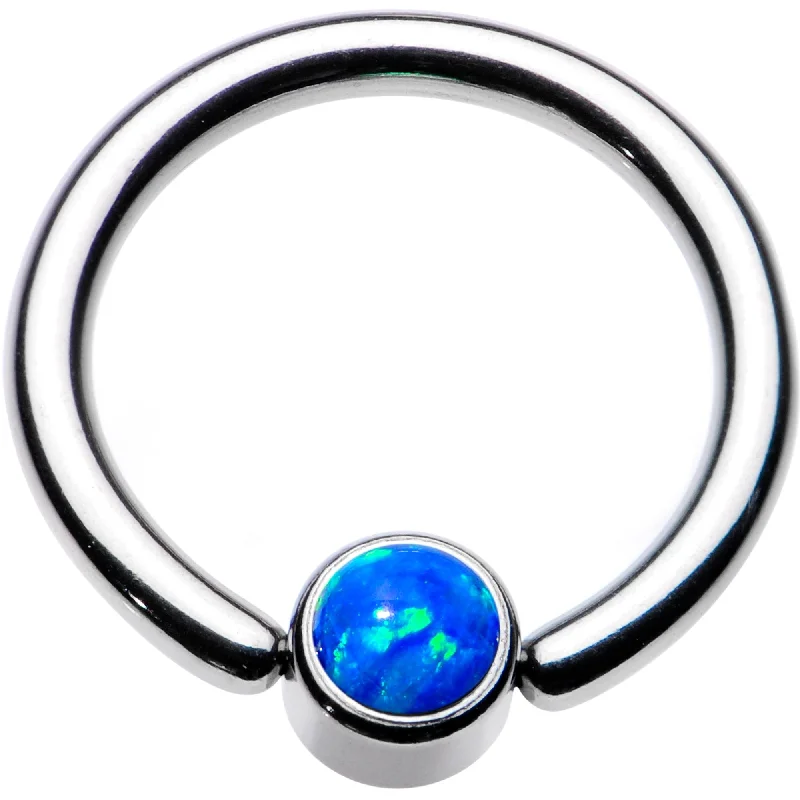 Comfortable and Stylish Lip Rings14 Gauge 3/8 Aqua Faux Opal 4mm Disc BCR Captive Ring
