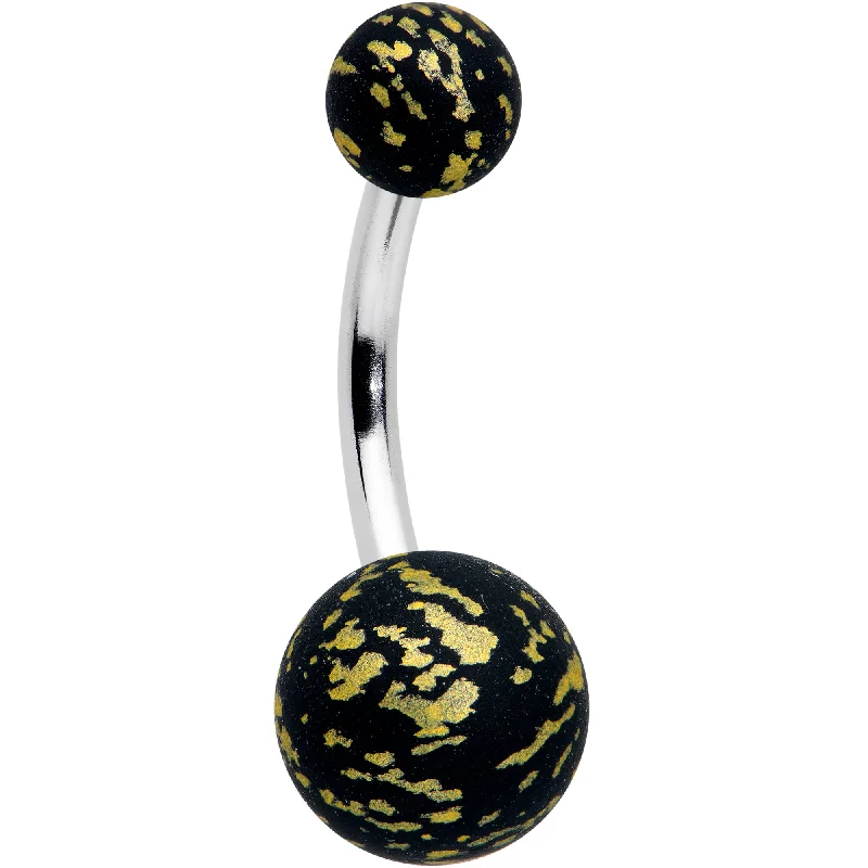 Elegant Belly Rings for Chic Fashionistas -Matte Black Splatter Pattern Belly Ring