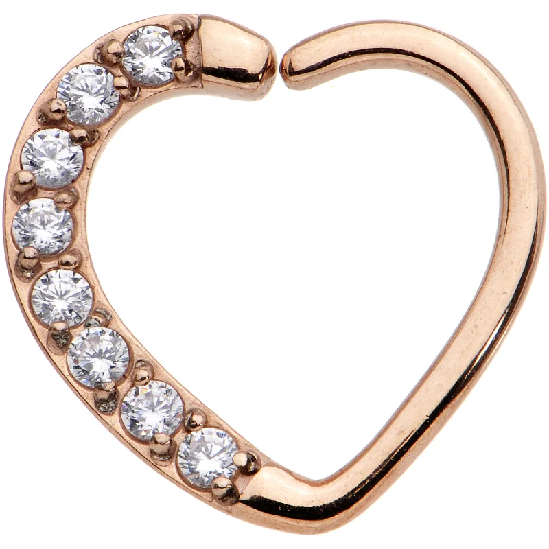 Women's Earrings – Elegant Designs for Every Personality--3/8 Clear Gem Rose Gold PVD Heart Right Daith Cartilage Tragus Women's Earrings – Elegant Designs for Every Personality--3/8 Clear Gem Rose Gold PVD Heart Right Daith Cartilage Tragus