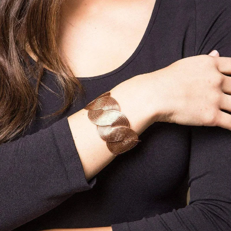 Textured Bangles for Women-Handcrafted Talia Copper Cuff
