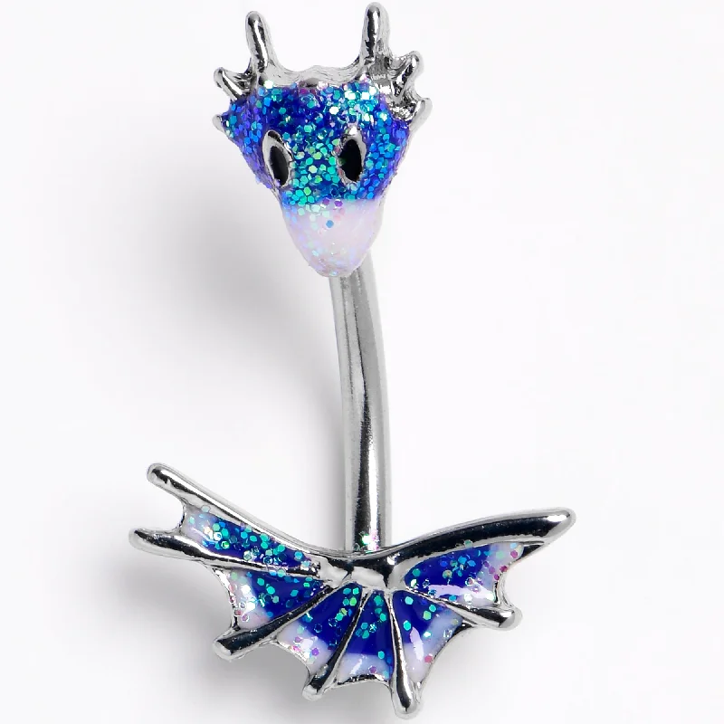 Belly Rings for Special Occasions -Sea Monster Glitter Blue Double Mount Belly Ring