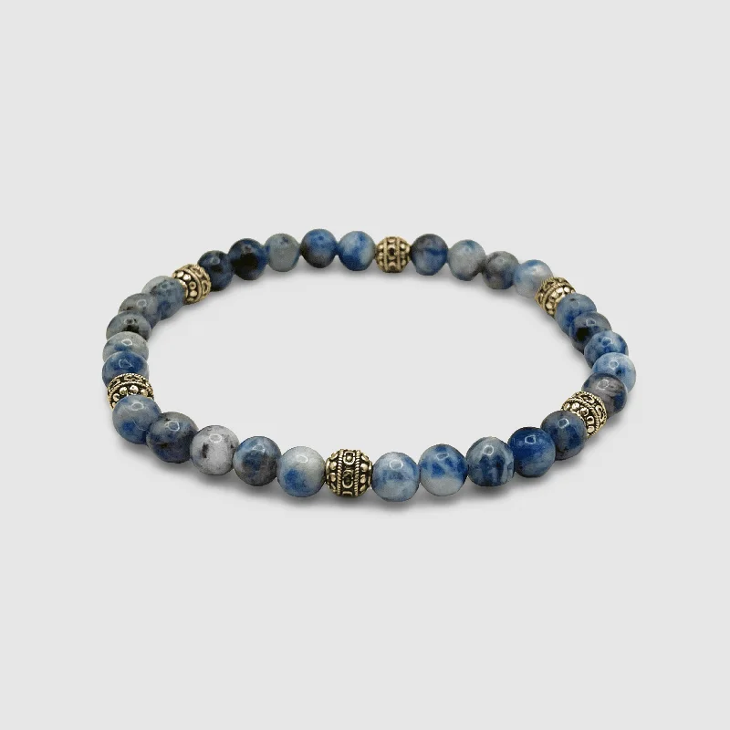Men's Silver Bracelets with Bold Designs-Sodalite Stone Bracelet (Gold)