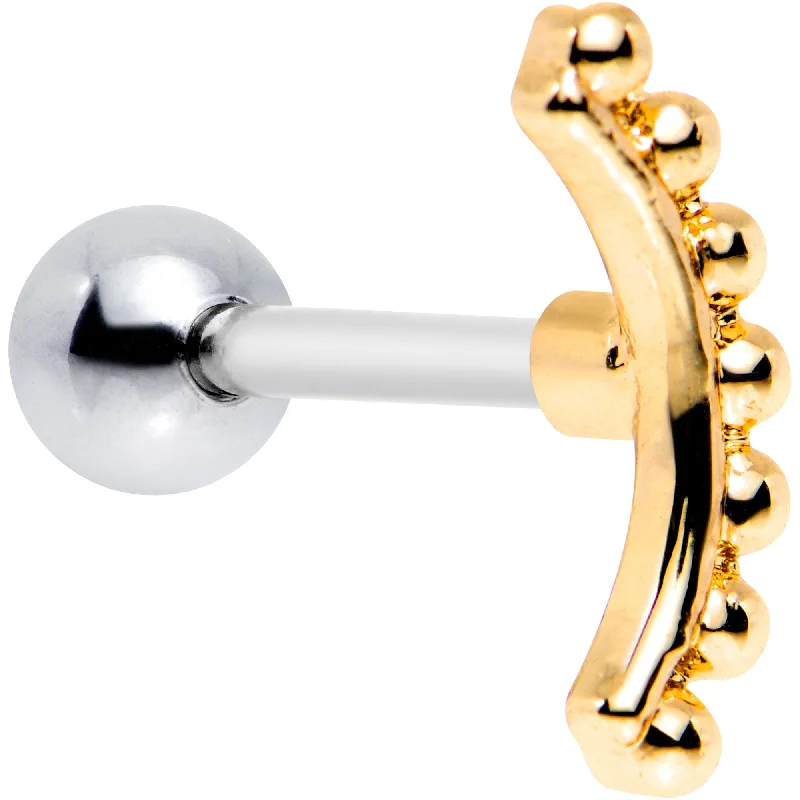 Women's Earrings – Elegant Designs for Every Personality--16 Gauge 1/4 Gold Tone Crescent Arc Cartilage Tragus Earring