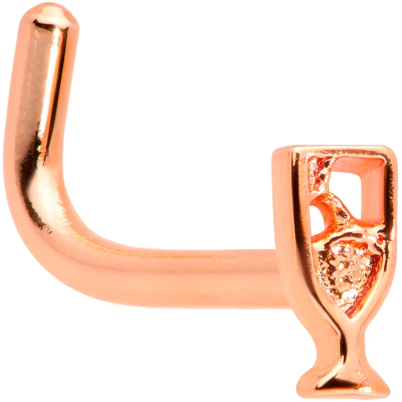 Nose Rings with Designer Craftsmanship -18 Gauge 5/16 Rose Gold Tone New Years Champagne L Shaped Nose Ring Nose Rings with Designer Craftsmanship -18 Gauge 5/16 Rose Gold Tone New Years Champagne L Shaped Nose Ring