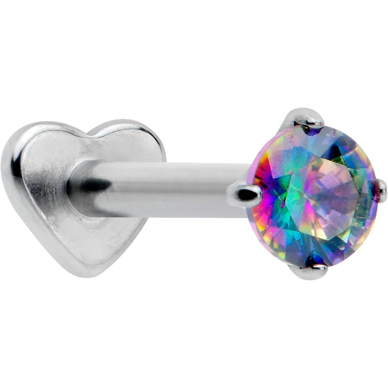 Timeless Lip Rings for Subtle Fashion16 Gauge 5/16 Vitrail CZ ASTM F-136 Implant Grade Titanium Threadless Heart End Labret