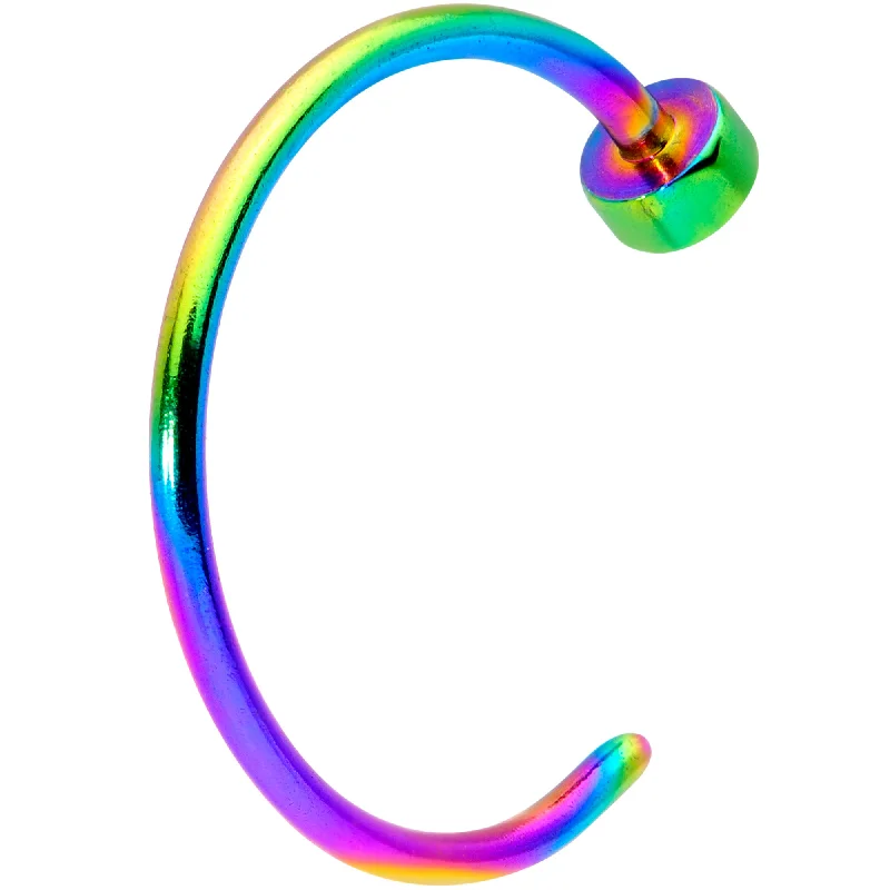 Nose Rings with Beautiful Stone Details -22 Gauge 5/16 Rainbow Disc Nose Hoop