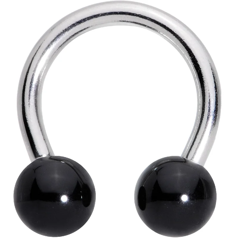 Lip Rings for Piercings14 Gauge 3/8 Black Acrylic Ball Horseshoe Circular Barbell