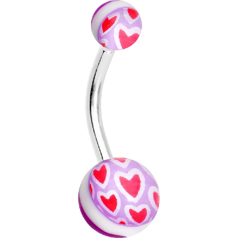 Trendy Belly Rings for Every Fashionista -Red Hearts on Pink Acrylic Hearts Belly Ring Trendy Belly Rings for Every Fashionista -Red Hearts on Pink Acrylic Hearts Belly Ring