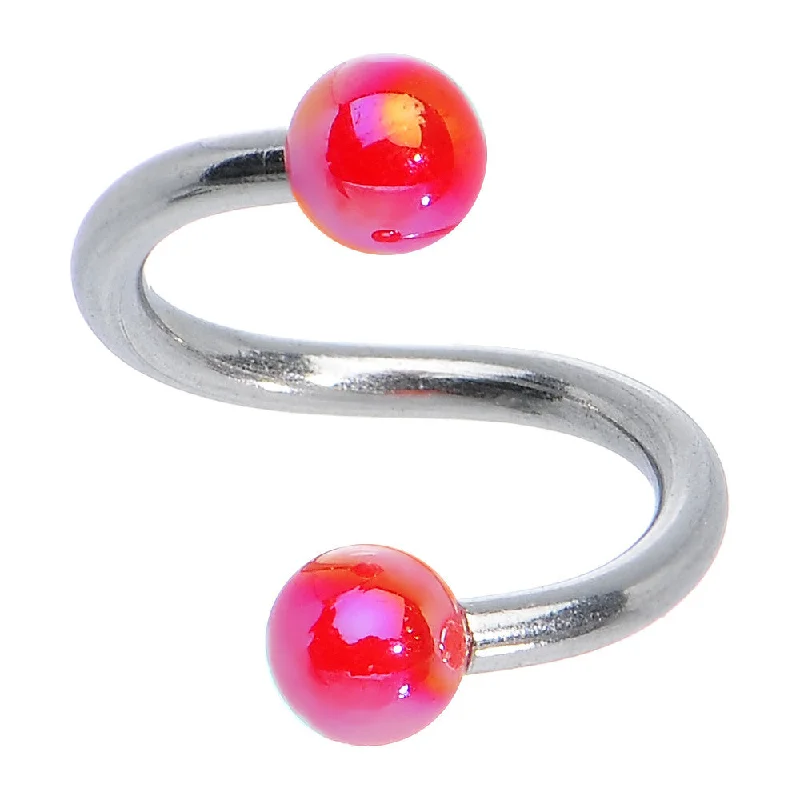 Women's Earrings – Elegant Designs for Every Personality--16 Gauge 5/16 Iridescent Red Acrylic Ball Spiral Twister Ring Women's Earrings – Elegant Designs for Every Personality--16 Gauge 5/16 Iridescent Red Acrylic Ball Spiral Twister Ring