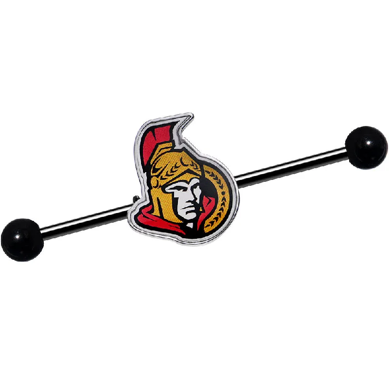 Women's Earrings – Elegant Designs for Every Personality--Licensed NHL Black Anodized Ottawa Senators Industrial Barbell 38mm