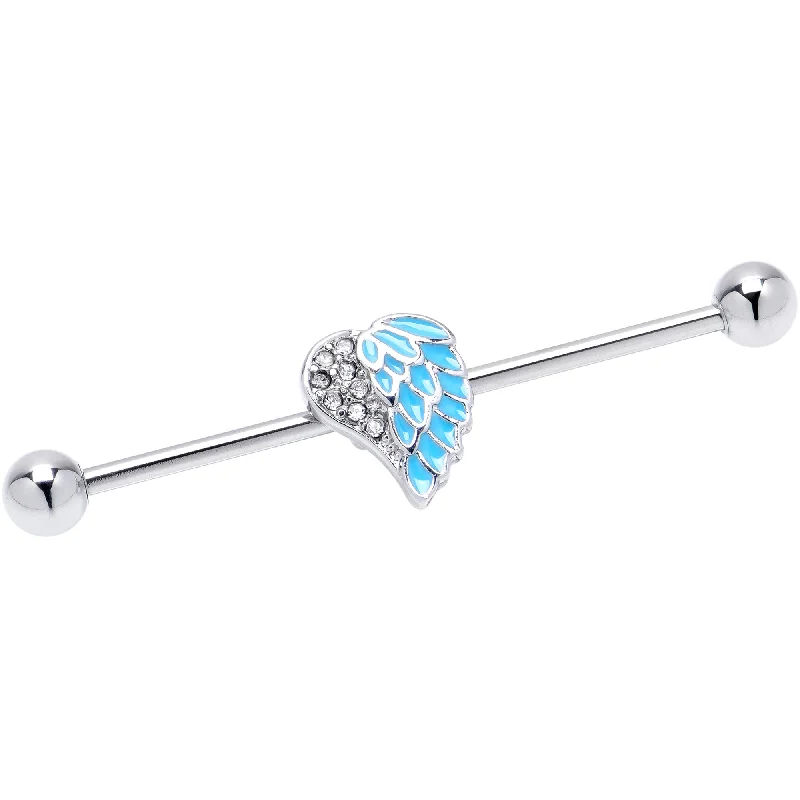 Women's Earrings – Elegant Designs for Every Personality--14 Gauge Blue Heavenly Heart Angel Wings Industrial Barbell 38mm Women's Earrings – Elegant Designs for Every Personality--14 Gauge Blue Heavenly Heart Angel Wings Industrial Barbell 38mm
