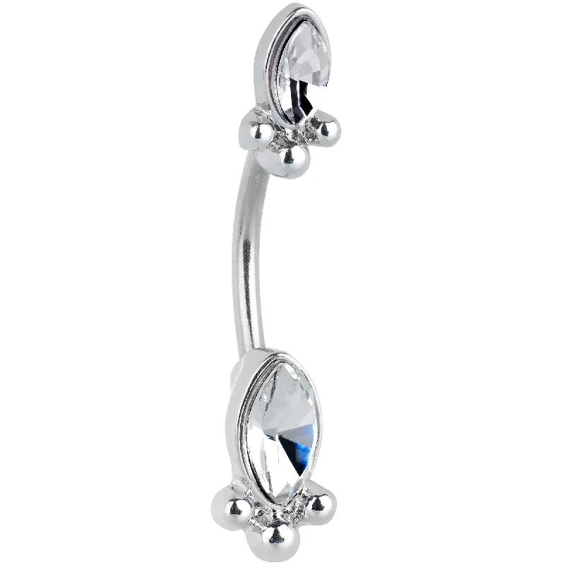 Gold Belly Rings for a Touch of Luxury -Clear Gem Art Deco Ovals Double Mount Belly Ring Gold Belly Rings for a Touch of Luxury -Clear Gem Art Deco Ovals Double Mount Belly Ring