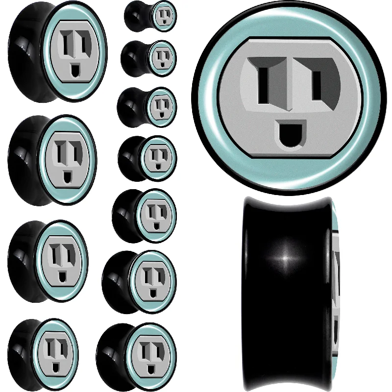 Women's Earrings – Elegant Designs for Every Personality--0 Gauge Smiling Plug Outlet Black Acrylic Saddle Plug Set