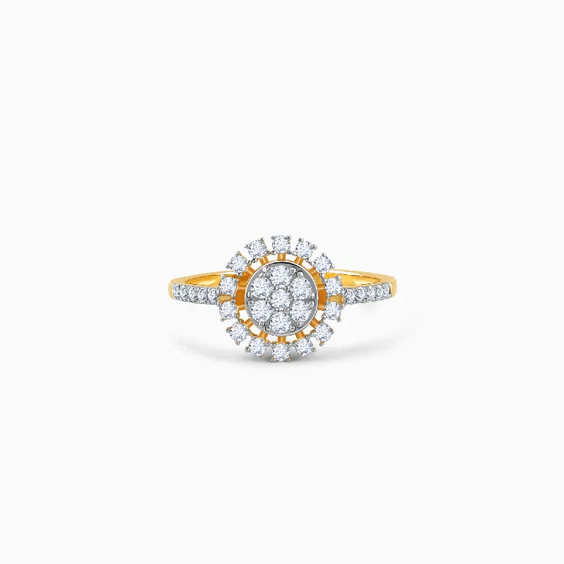 Chic Women's Rings for Fashion-Forward Looks-Gold Fiore Bloom Diamond Ring