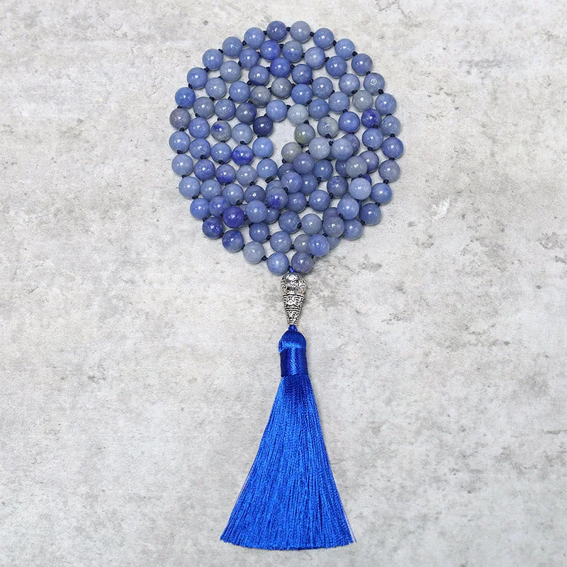 Gold-Plated Beaded Bracelets for Men-Buddha Stones 108 Mala Blue Aventurine Beads Yoga Meditation Prayer Beads Necklace Gold-Plated Beaded Bracelets for Men-Buddha Stones 108 Mala Blue Aventurine Beads Yoga Meditation Prayer Beads Necklace