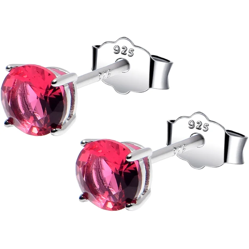 Women's Earrings – Elegant Designs for Every Personality--5mm CZ 925 Sterling Silver July Birthstone Stud Earrings