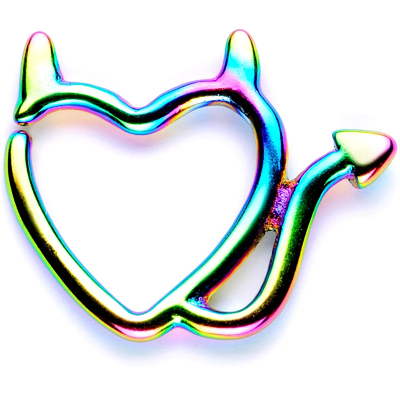 Women's Earrings – Elegant Designs for Every Personality--16 Gauge 1/4 Rainbow Little Devil Halloween Heart Closure Ring
