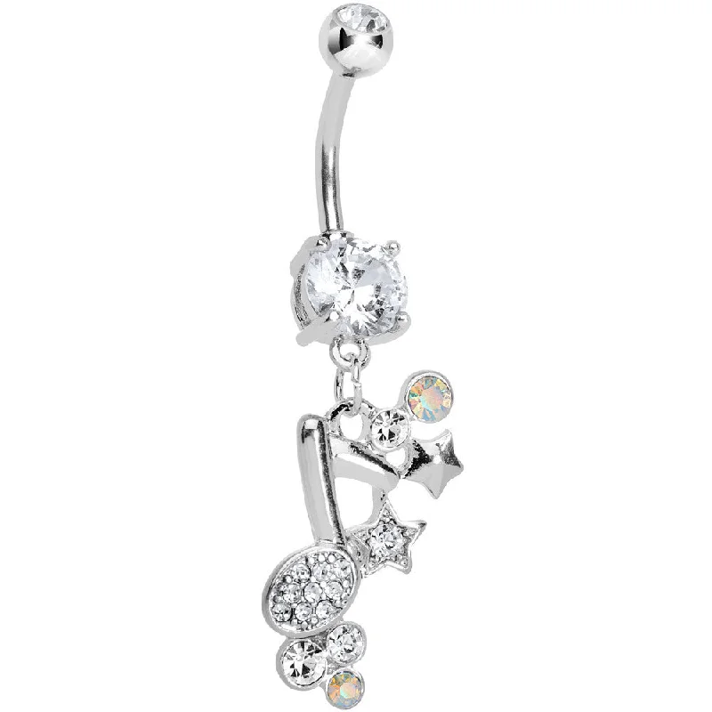 Stylish Belly Rings for Fashion-Forward Women -Clear Jeweled Rock star Music Note Belly Button Ring Stylish Belly Rings for Fashion-Forward Women -Clear Jeweled Rock star Music Note Belly Button Ring