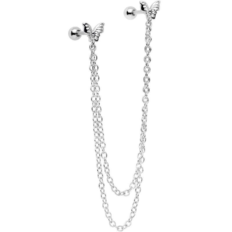 Women's Earrings – Elegant Designs for Every Personality--16 Gauge 1/4 Springtime Butterfly Cartilage Chain Earring Women's Earrings – Elegant Designs for Every Personality--16 Gauge 1/4 Springtime Butterfly Cartilage Chain Earring