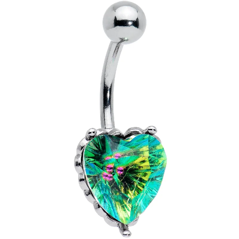 Trendy Belly Rings for Chic Fashion -Blue CZ Gem Great Big Heart Valentines Day Belly Ring Trendy Belly Rings for Chic Fashion -Blue CZ Gem Great Big Heart Valentines Day Belly Ring