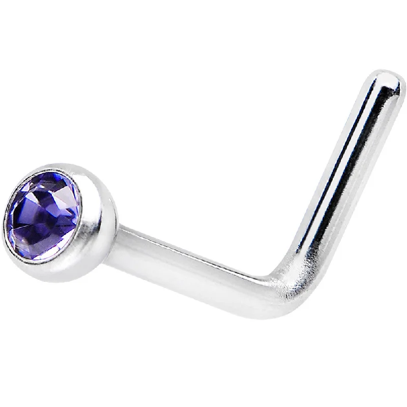 Nose Rings for Timeless Elegance -20 Gauge Tanzanite L-Shaped Nose Ring Created with Crystals