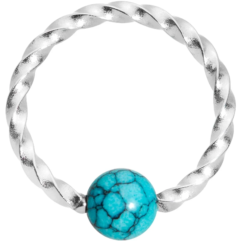 Custom Lip Rings for Unique Looks16 Gauge 3/8 Faux Turquoise So Twisted BCR Captive Ring