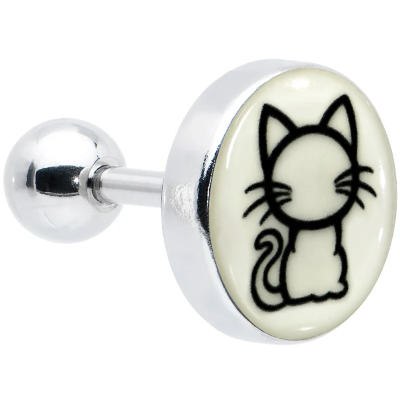 Women's Earrings – Elegant Designs for Every Personality--16 Gauge 1/4 Glow in the Dark Kitty Cat Tragus Cartilage Earring