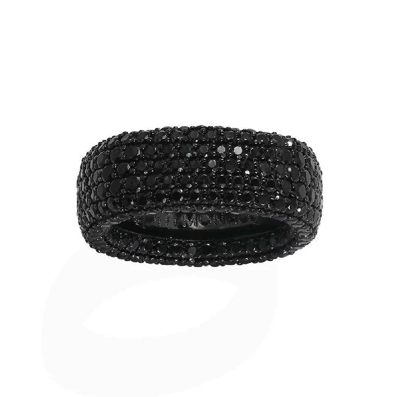 Chic Women's Rings for Fashion-Forward Looks-Black Chunky Pavé Ring
