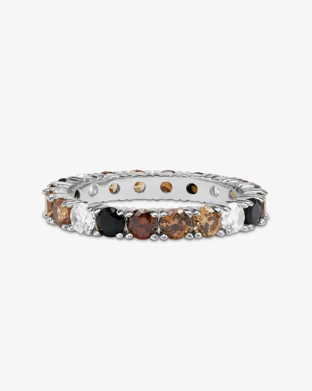 Chic Women's Rings for Fashion-Forward Looks-Heiress Ombré Ring - Silver|Chocolate Ombré