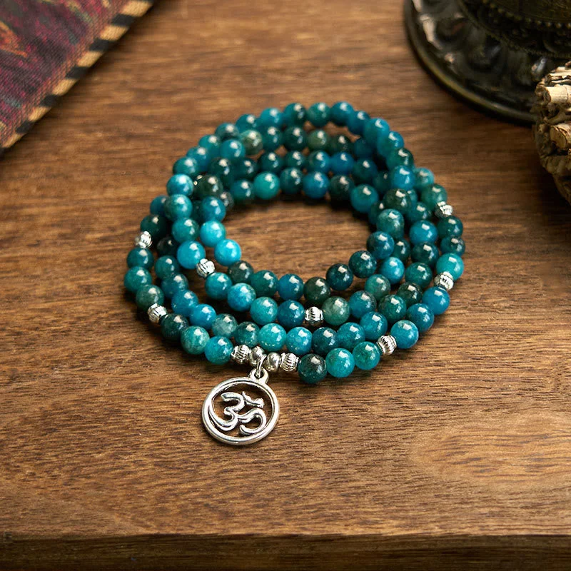 Fashion-Forward Bracelets for Men-Buddha Stones 108 Mala Beads Apatite Bead Om The Tree Of Life Lotus Buddha Bracelet Fashion-Forward Bracelets for Men-Buddha Stones 108 Mala Beads Apatite Bead Om The Tree Of Life Lotus Buddha Bracelet