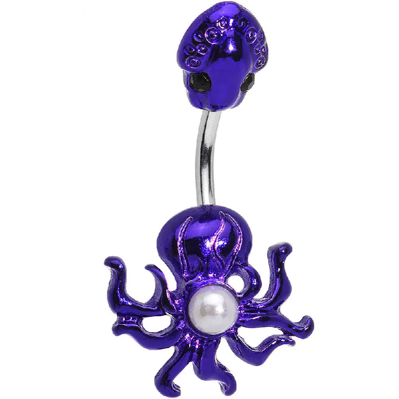 Belly Rings for Fashionistas -White Orb Pretty Purple Octopus Double Mount Belly Ring Belly Rings for Fashionistas -White Orb Pretty Purple Octopus Double Mount Belly Ring