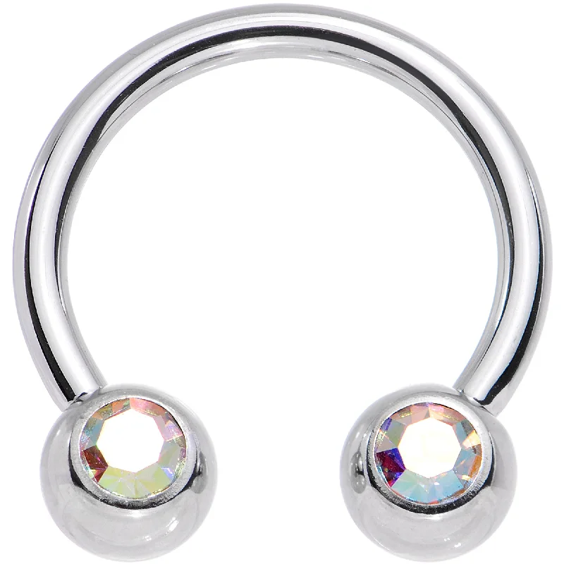 Custom Lip Rings for Personal Fashion14 Gauge 1/2 Aurora Gem Horseshoe Circular Barbell Custom Lip Rings for Personal Fashion14 Gauge 1/2 Aurora Gem Horseshoe Circular Barbell