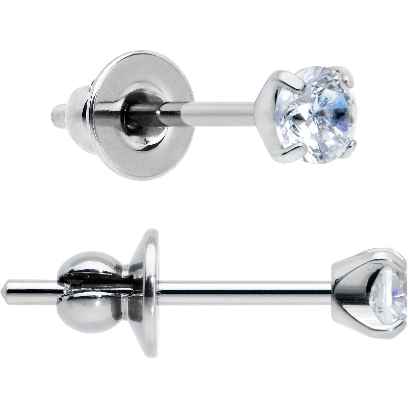 Women's Earrings – Elegant Designs for Every Personality--3mm Clear CZ Gem Implant Grade Titanium Stud Earrings Women's Earrings – Elegant Designs for Every Personality--3mm Clear CZ Gem Implant Grade Titanium Stud Earrings