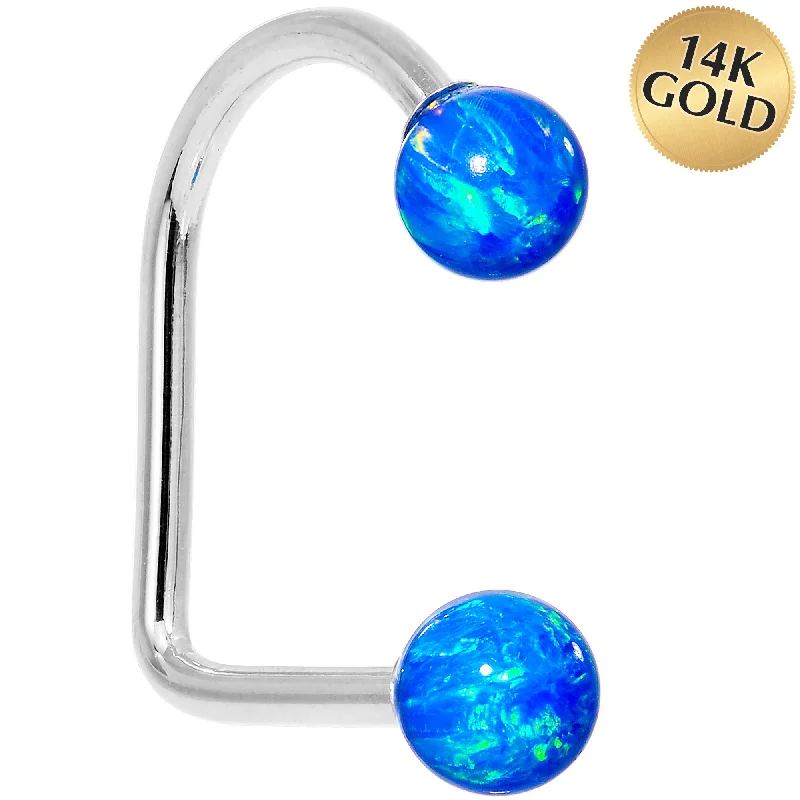 Comfortable and Stylish Lip Rings for Every Look14kt White Gold Blue 5mm Synthetic Opal Lippy Loop 14 Gauge 3/8 Comfortable and Stylish Lip Rings for Every Look14kt White Gold Blue 5mm Synthetic Opal Lippy Loop 14 Gauge 3/8