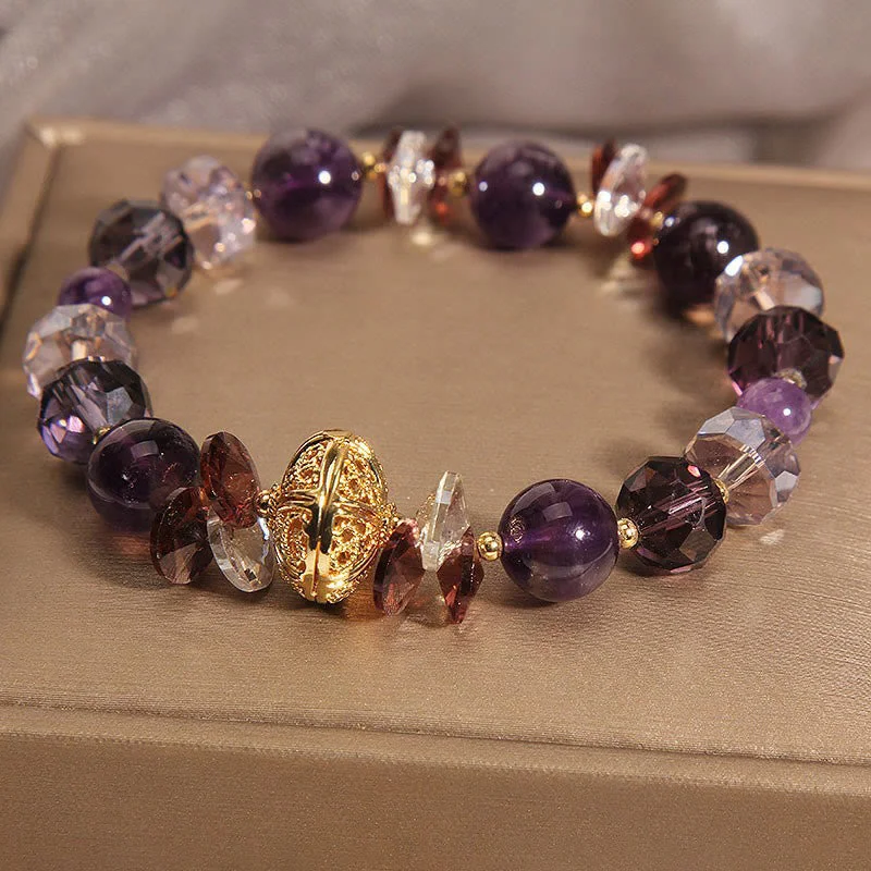 Trendy Men's Bracelets with Engraved Quotes-Buddha Stones Amethyst Red Crystal White Crystal Pumpkin Inner Peace And Healing Bracelet Trendy Men's Bracelets with Engraved Quotes-Buddha Stones Amethyst Red Crystal White Crystal Pumpkin Inner Peace And Healing Bracelet
