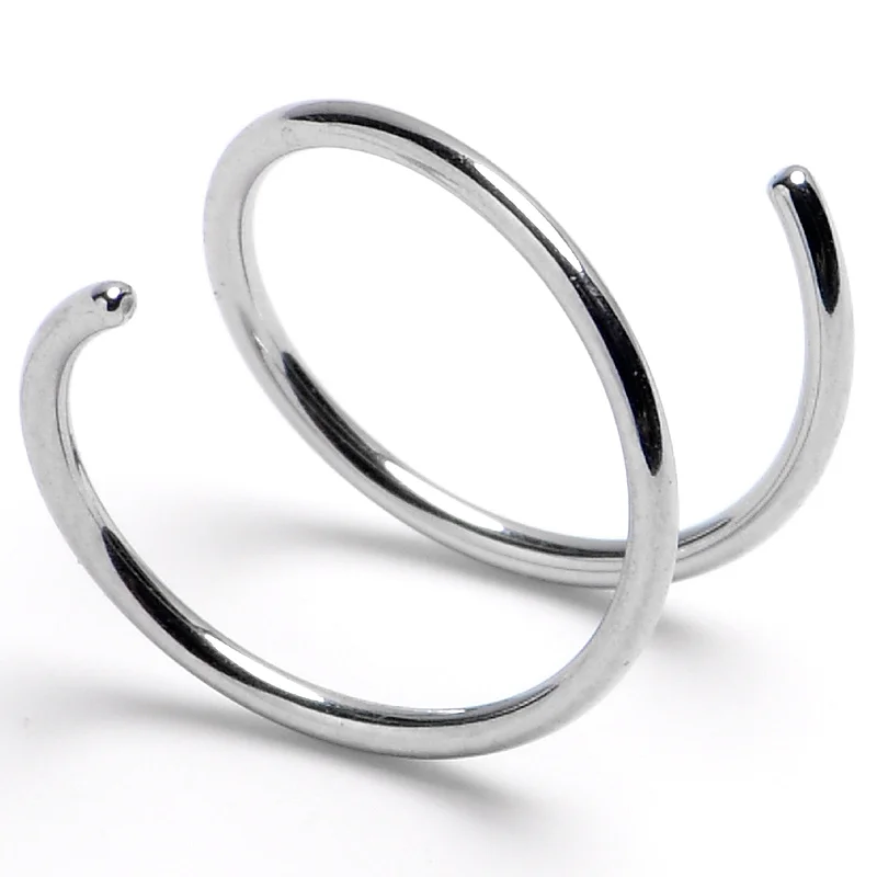 Nose Rings with Casual Vibes -20 Gauge Double Hoop 316L Surgical Steel Right Spiral Nose Ring Nose Rings with Casual Vibes -20 Gauge Double Hoop 316L Surgical Steel Right Spiral Nose Ring