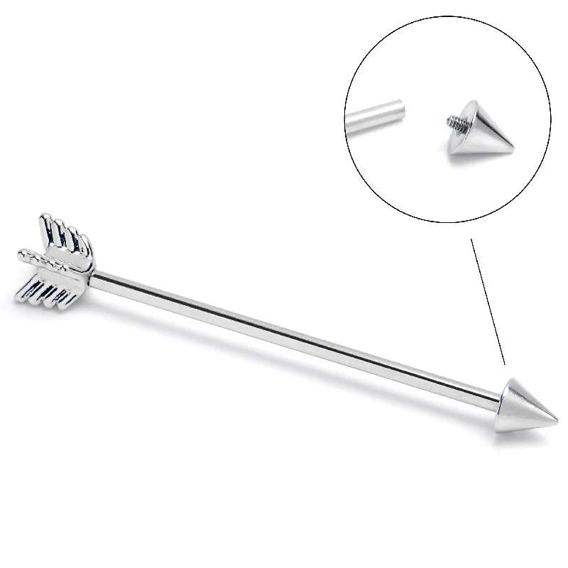 Women's Earrings – Elegant Designs for Every Personality--14 Gauge Internally Threaded Flying Arrow Industrial Barbell 38mm Women's Earrings – Elegant Designs for Every Personality--14 Gauge Internally Threaded Flying Arrow Industrial Barbell 38mm