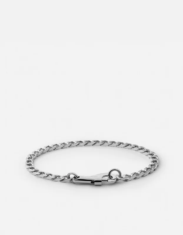 Men's Chain Link Bracelets-4mm Snap Chain Bracelet, Sterling Silver