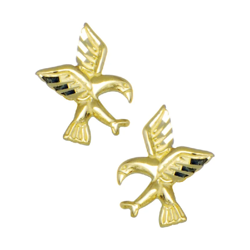 Women's Earrings – Elegant Designs for Every Personality--14kt Yellow Gold Flying Birds Stud Earrings