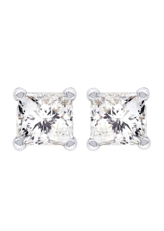 Shop Durable Men's Earrings for Everyday Wear-Princess Cut Diamond Stud Earrings For Men | 14K White Gold | 0.25 Carats Shop Durable Men's Earrings for Everyday Wear-Princess Cut Diamond Stud Earrings For Men | 14K White Gold | 0.25 Carats