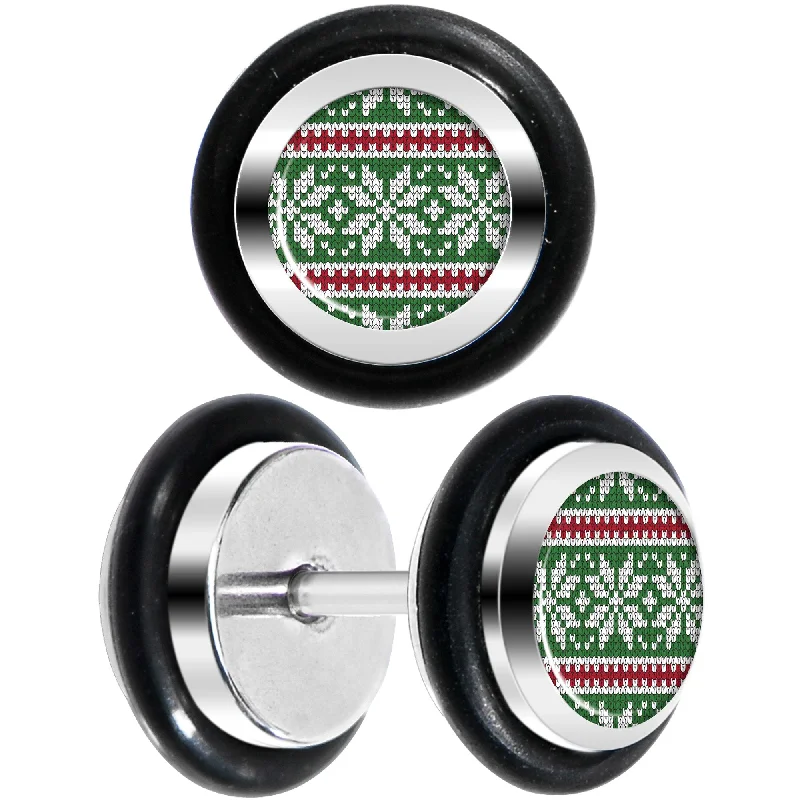 Women's Earrings – Elegant Designs for Every Personality--Green Red Christmas Sweater Cheater Plug Set Women's Earrings – Elegant Designs for Every Personality--Green Red Christmas Sweater Cheater Plug Set