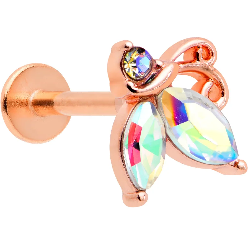 Women's Earrings – Elegant Designs for Every Personality--16 Gauge 5/16 Aurora CZ Gem Rosy Tone Fleur de Lis Butterfly Labret Monroe Tragus Women's Earrings – Elegant Designs for Every Personality--16 Gauge 5/16 Aurora CZ Gem Rosy Tone Fleur de Lis Butterfly Labret Monroe Tragus