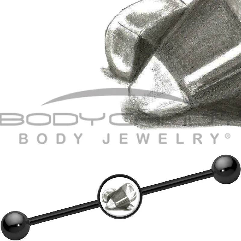 Women's Earrings – Elegant Designs for Every Personality--14 Gauge Black Anodized Halloween Candy Corn Industrial Barbell 37mm