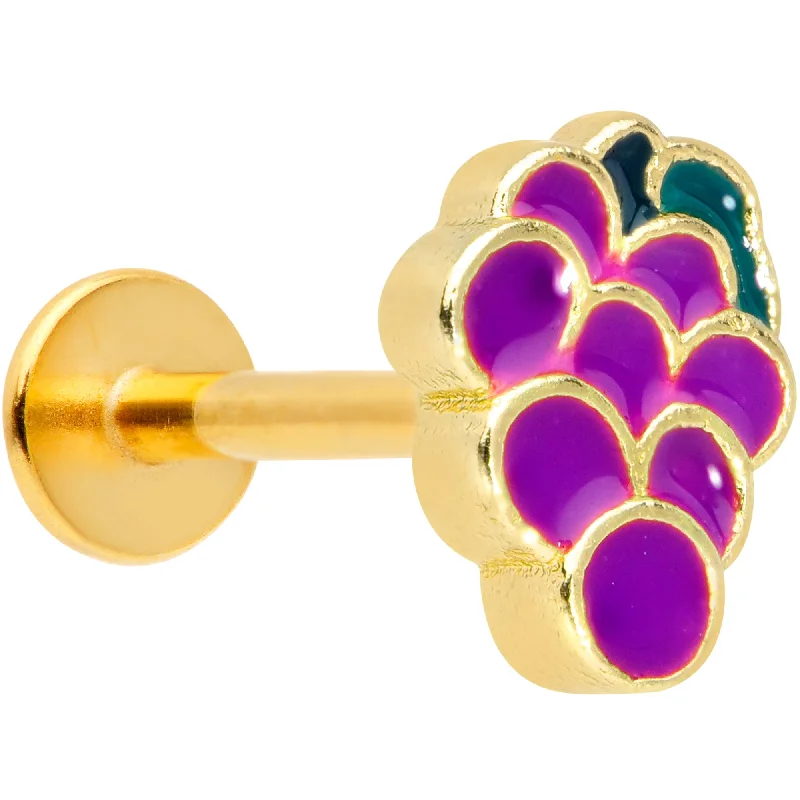 Trendy Lip Rings for Unique Fashion Choices16 Gauge 5/16 Gold Tone Sweet Purple Grapes Labret Monroe Tragus