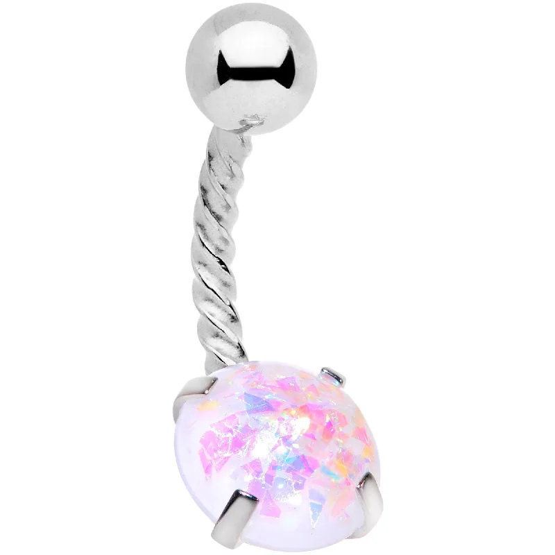 Trendy Belly Rings for Fashion-Loving Women -White Faux Opal Cute Colors Twisted Belly Ring Trendy Belly Rings for Fashion-Loving Women -White Faux Opal Cute Colors Twisted Belly Ring