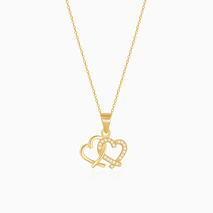 Shop Classic Women's Necklaces & Pendants with a Modern Twist-Golden Bonding Hearts Pendant With Link Chain Shop Classic Women's Necklaces & Pendants with a Modern Twist-Golden Bonding Hearts Pendant With Link Chain