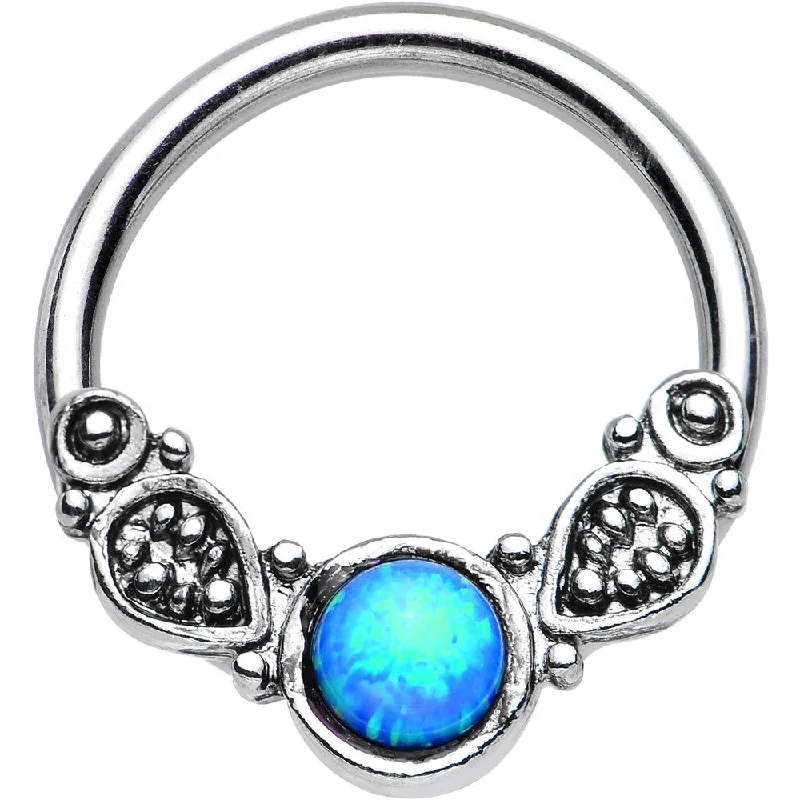 Lip Rings with Simple Design for Everyday14 Gauge 1/2 Synthetic Blue Opal Tribal Fantasy Captive Ring
