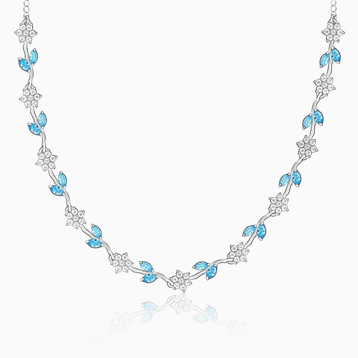 Shop Classic Women's Necklaces & Pendants with a Modern Twist-Silver Aqua Blue Floral Necklace Shop Classic Women's Necklaces & Pendants with a Modern Twist-Silver Aqua Blue Floral Necklace