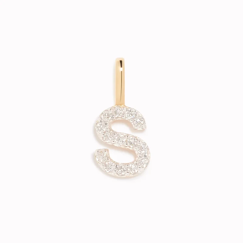 Shop Classic Women's  Necklaces & Pendants with a Modern Twist-Diamond Initial Pendant 14k Gold - S