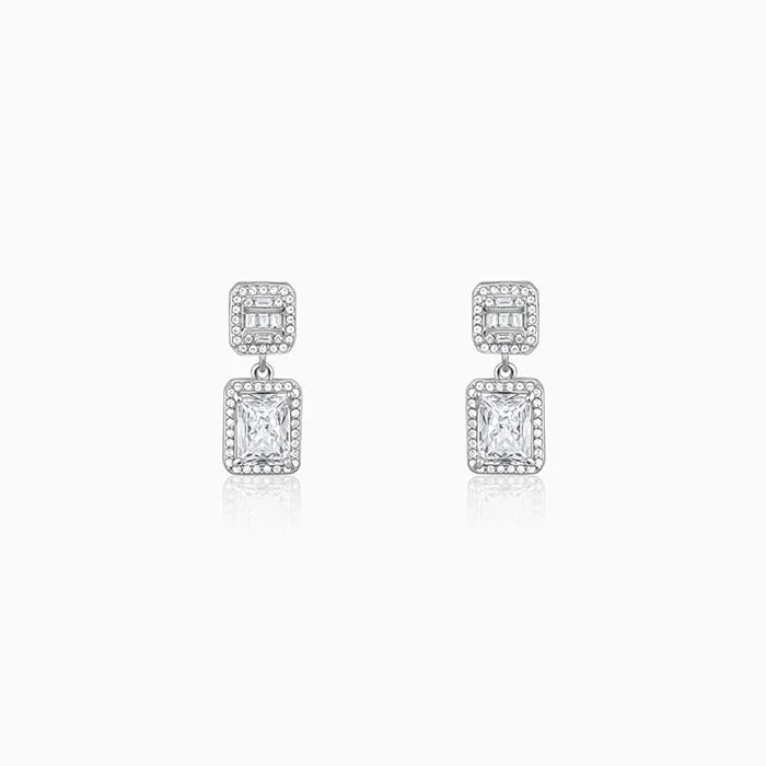 Women's Earrings – Elegant Designs for Every Personality--Silver Zircon Bold Baguette Earrings